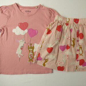 Mini Boden Heart Applique Shirt & Skirt Set, Size 7-8 Years